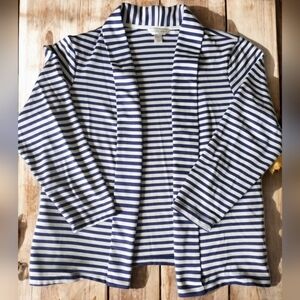 Christopher & Banks Cardigan Women's XL Knit Blue & White Striped Nautical‎ EUC